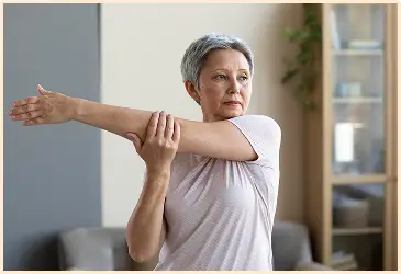 Patient performing knee stretches, illustrating GAE recovery results.